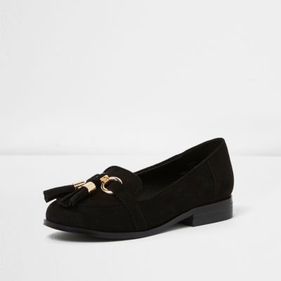 Girls black snaffle loafers